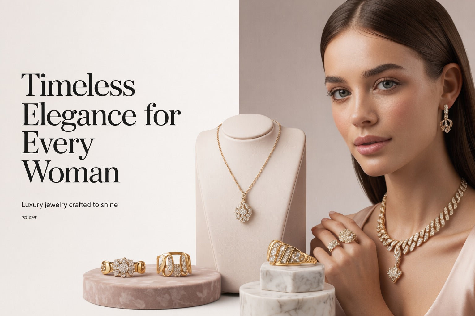 Glamify luxury jewelry—necklaces, rings, and earrings.